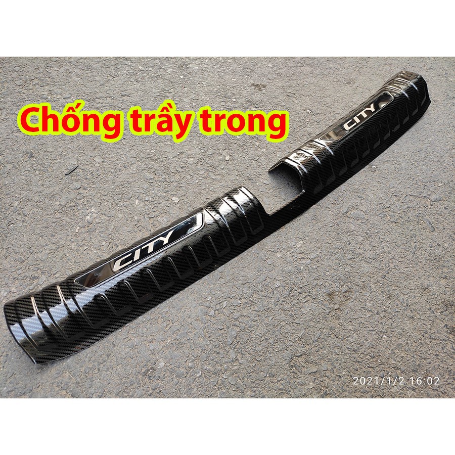 Ốp chống trầy cốp trong, ngoài cacbon xe Honda City 2021 vân carbon cao cấp