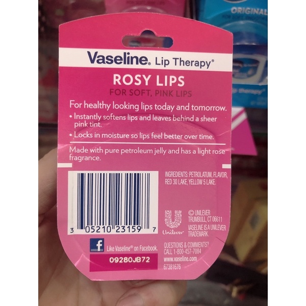 Vaseline  dưỡng môi (Màu hồng, màu trắng)