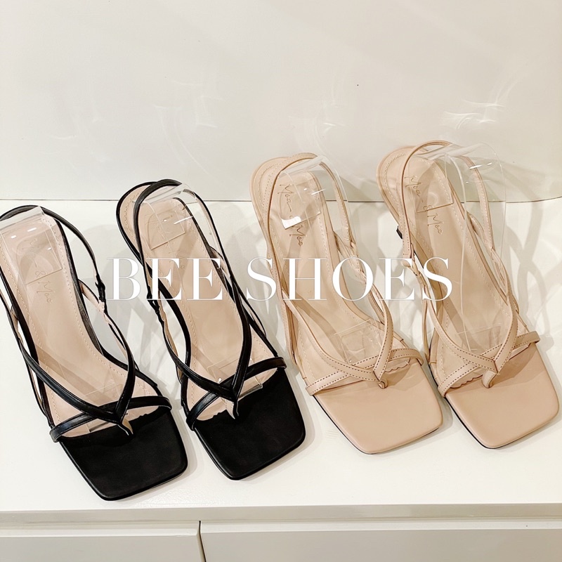 BEESHOES - SANDANL NỮ DA MỀM MŨI VUÔNG - SANDAL NỮ GÓT NHỌN CAO 7CM CÓ SẴN MÀU ĐEN - KEM - TRẮNG 210724