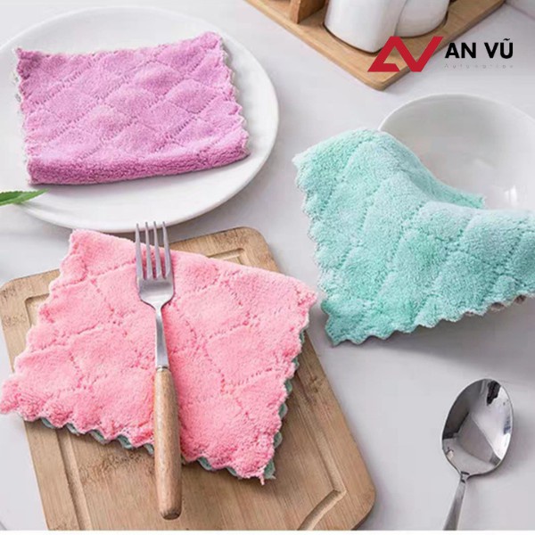 Khăn Lau Bếp Đa Năng 2 Mặt Kháng Khuẩn, Siêu Thấm Lau bát đĩa, bàn ghế, cốc chén... set 10 chiếc