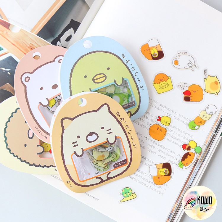 Sticker Cute Trang Trí Sổ Tay Anime Dễ Thương Trong Suốt, Hình Dán Sổ Cute SAN-X