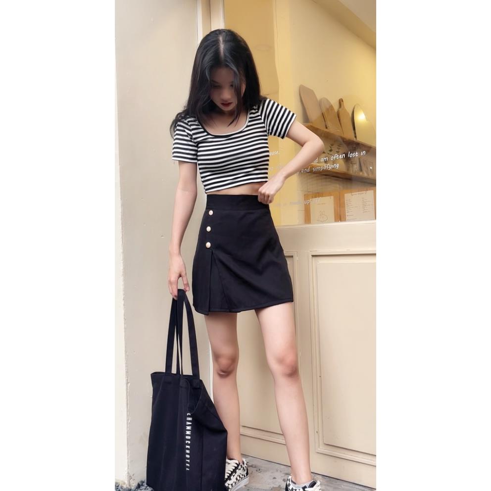 Quần giả váy nữ dáng ngắn chữ A chất tuyết mưa HÀNG ĐẸP quần váy có khuy giả BIGSIZE S - 3XL, Quần váy ngắn dáng chữ A