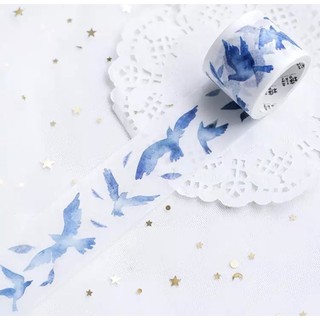 Băng dính trang trí washi tape hoạ tiết chim xanh
