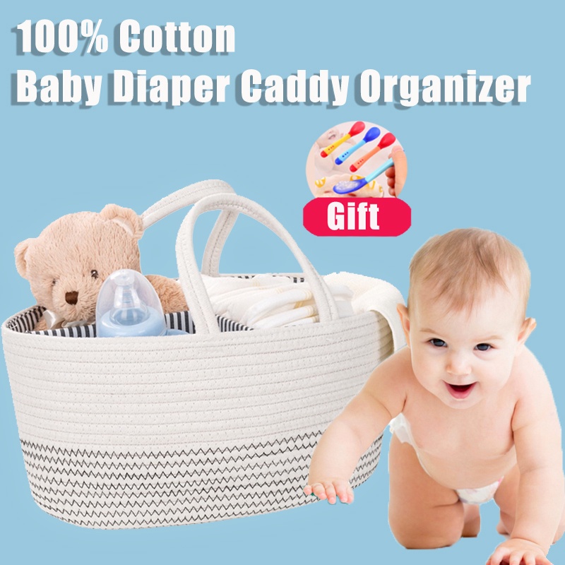 Túi Tote Dây Thừng 100% Cotton Nhỏ Gọn Có Thể Tháo Rời Đựng Tã Lót / Giỏ Tắm Em Bé / Xe Hơi