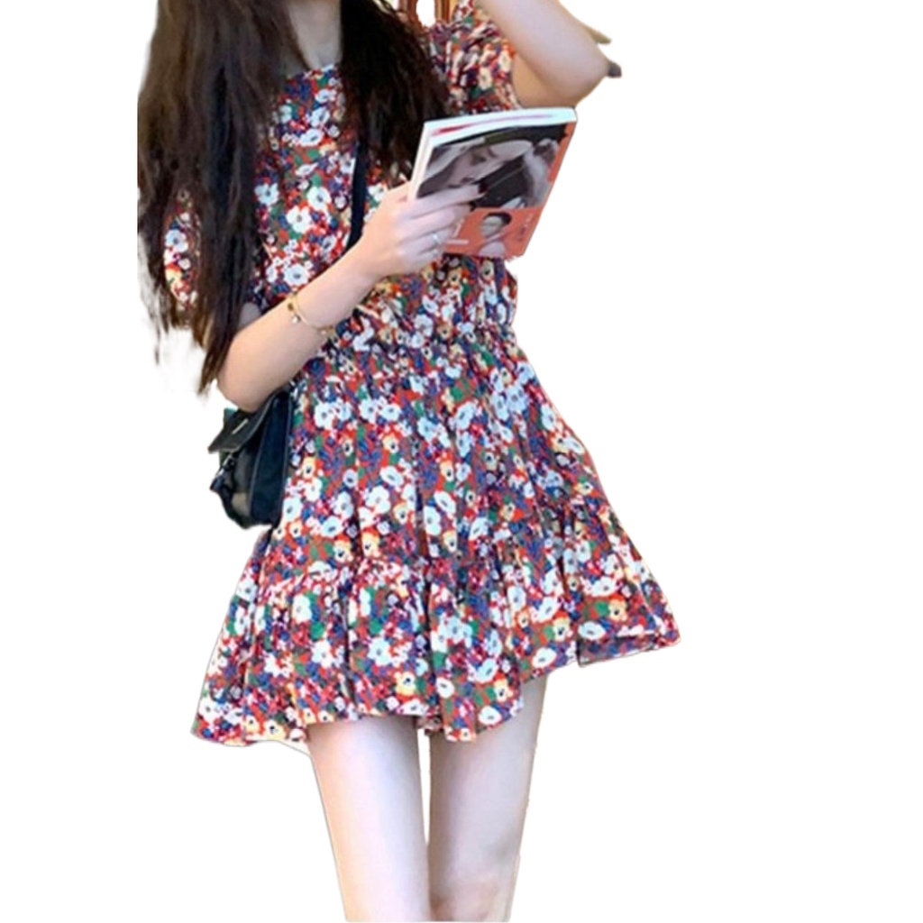 Đầm PERTY họa tiết hoa phong cách Hàn Quốc thời trang mùa hè xinh xắn dành cho nữ