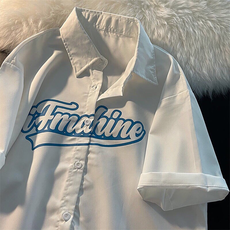 Áo sơ mi nam nữ form rộng đi học oversize in chữ tay lỡ - ZADOLA FASHION