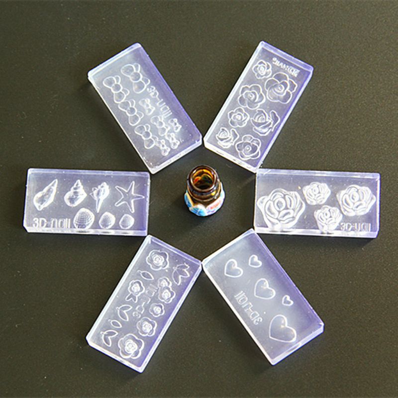 Set 6 Khuôn Silicone Tạo Hình Hoa 3D Trang Trí Móng Tay