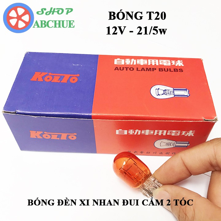 Combo 10 Bóng Xi Nhan Ô Tô T20 Màu Vàng 2 Tóc 12v 21/5w Đui Cắm