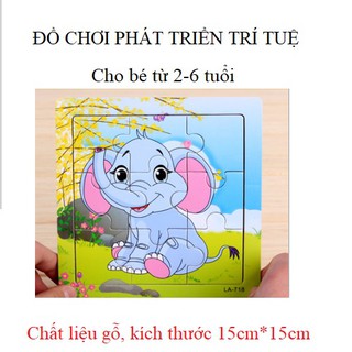 Combo 10 đồ chơi bằng gỗ, đồ chơi xếp hình phát triển trí tuệ cảm xúc, (loại 9 mảnh ghép)