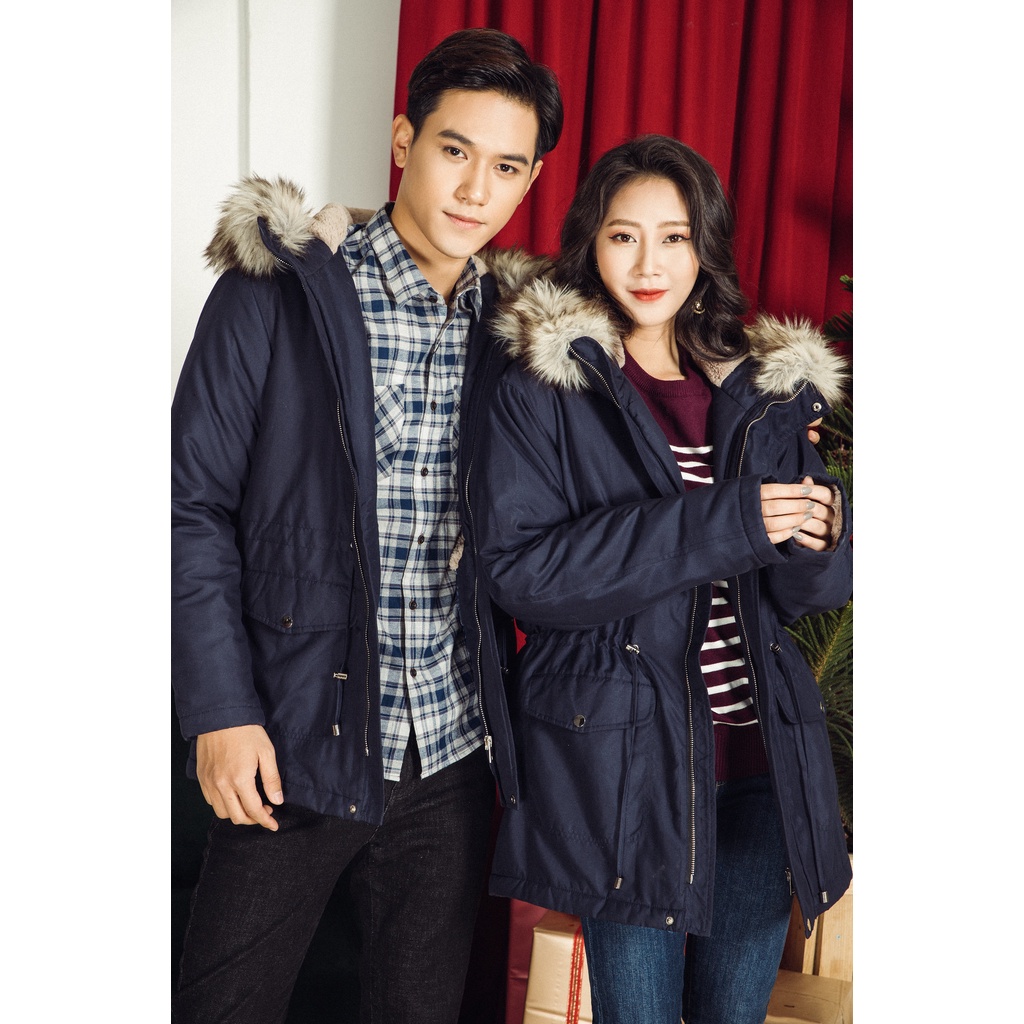 Áo khoác parka lót lông có mũ, Xuất Hàn Quốc hiệu Bershka!