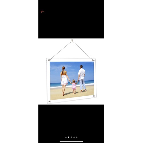 ❤Khung ảnh mica trong dây cáp treo tường không cần khoan đục cỡ A4 hoặc 20x20cm