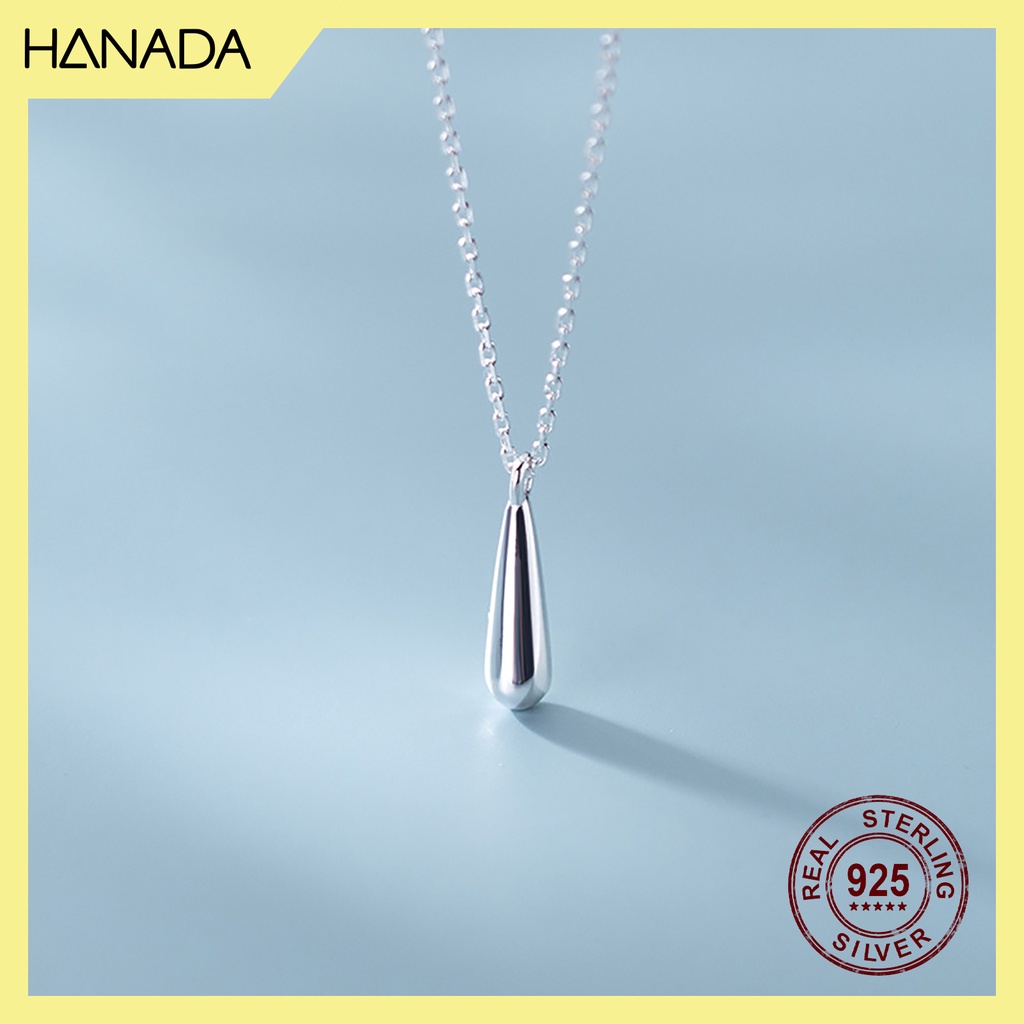 Dây Chuyền Bạc 925 Hanada Vòng Cổ Bạc Giọt Nước Trơn Đơn Giản 0783 F5