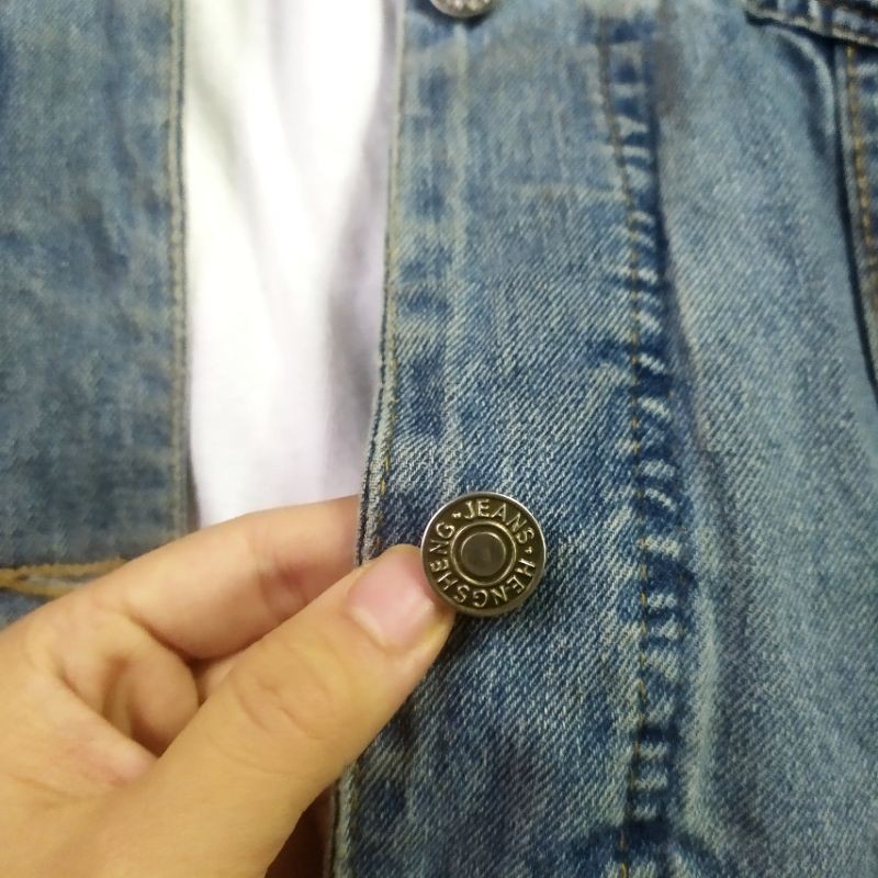 [2hand] Áo khoác jeans Unisex form rộng thêu hình cute