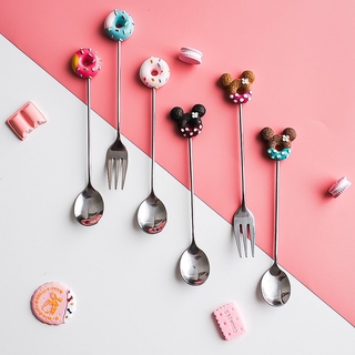 Muỗng/ Nĩa thiết kế hình bánh donut bằng thép không gỉ tiện lợi