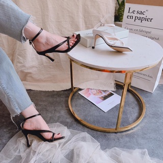 GIÀY SANDAL NỮ CAO GÓT QUAI MẢNH KẸP NGÓN MẪU MỚI HOT TREND 2 MÀU ĐEN TRẮNG