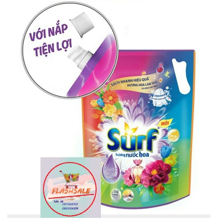 Nước giặt Surf cửa trên hương nước hoa túi 3,1kg