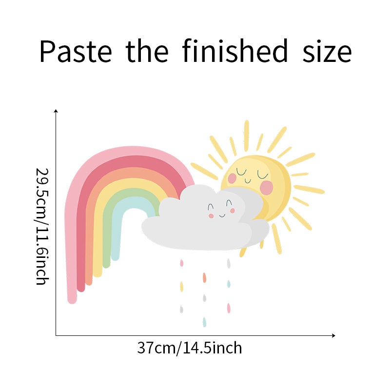 Miếng Dán Tường Trang Trí Hình Cầu Vồng Và Mặt Trời Mưa
