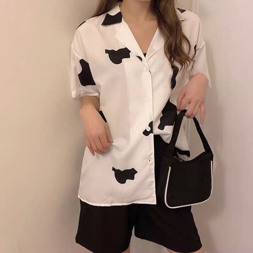 Áo Sơ Mi Bò Sữa Unisex 🦋 Áo Somi Nữ Tay Lỡ Dáng Rộng 🦋