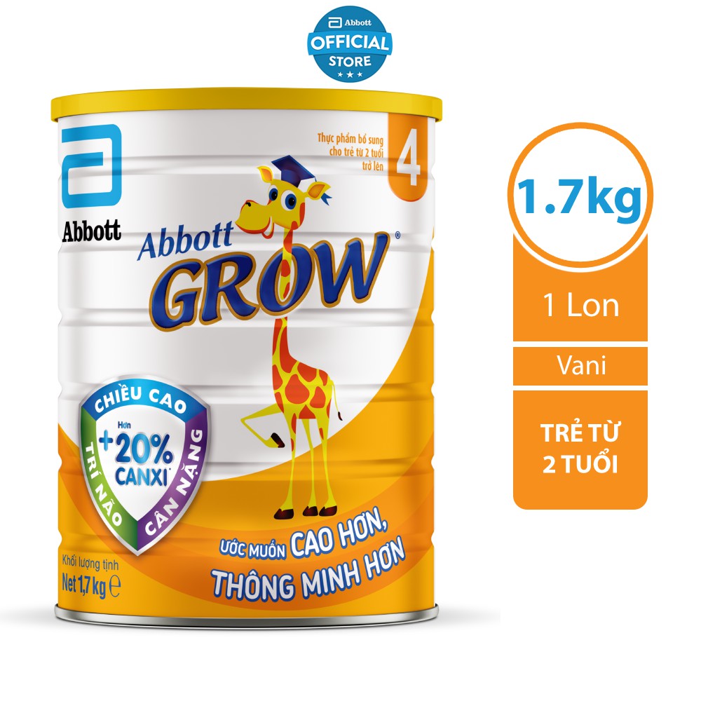 [Mã FMCGHOT -10% đơn 400K] Sữa bột Abbott Grow 4 (G-Power) 1.7Kg