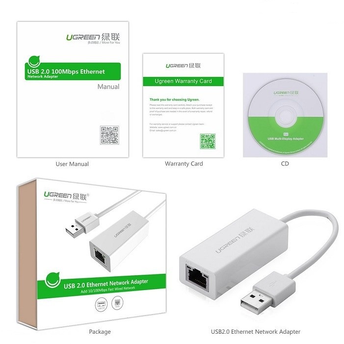 Cáp Chuyển USB 2.0 Sang Lan RJ45 Ugreen 20253 - Hàng Chính Hãng
