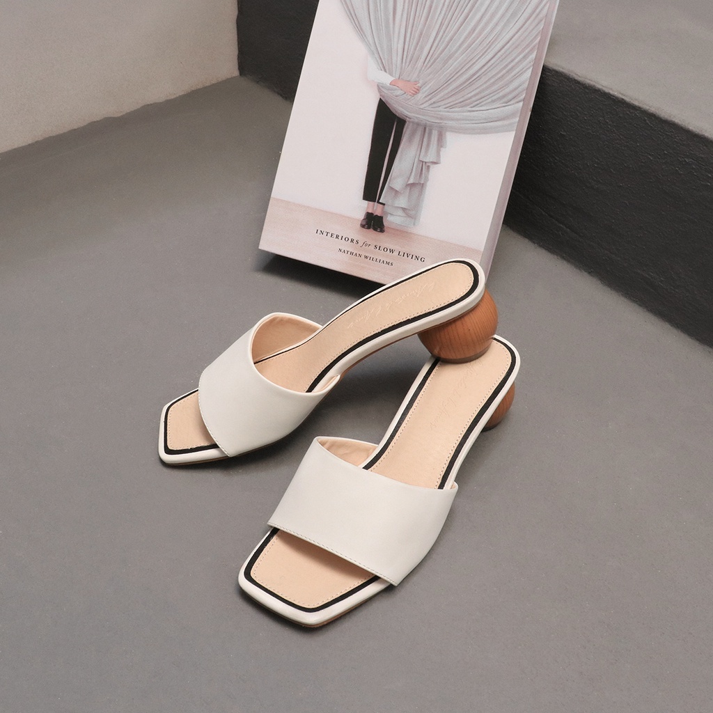 Guốc nữ 3 phân quai ngang dáng sandal cao gót mules gót tròn 3p mũi vuông thời trang công sở bAimée &amp; bAmor - MS1763