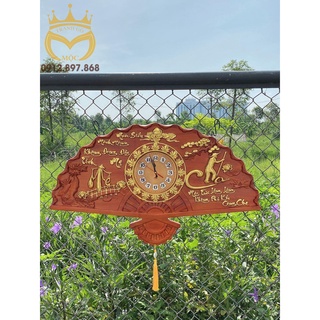 Tranh quạt đồng hồ treo tường Cha Mẹ