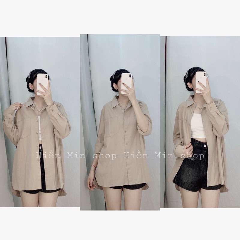 Áo sơmi trơn vintage chất thô mềm dày dặn mã 393 hàng chuẩn QC loại 1,Áo sơ mi trắng nữ kiểu Hàn quốc