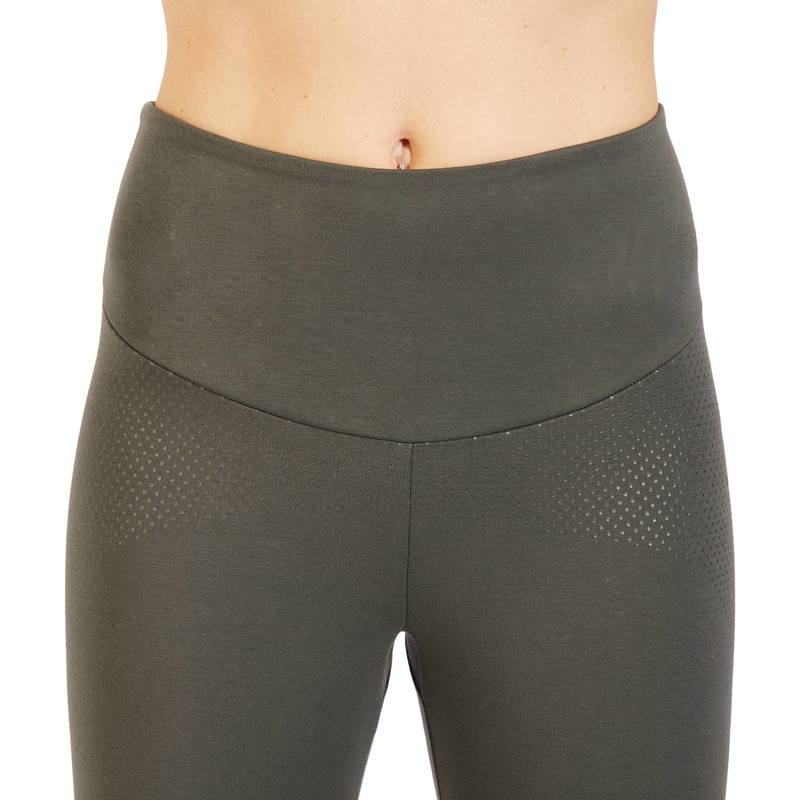 Quần dài ngang gối tập gym và pilates Decathlon NYAMBA 900 cho nữ - Nâu Khaki size W28 L29