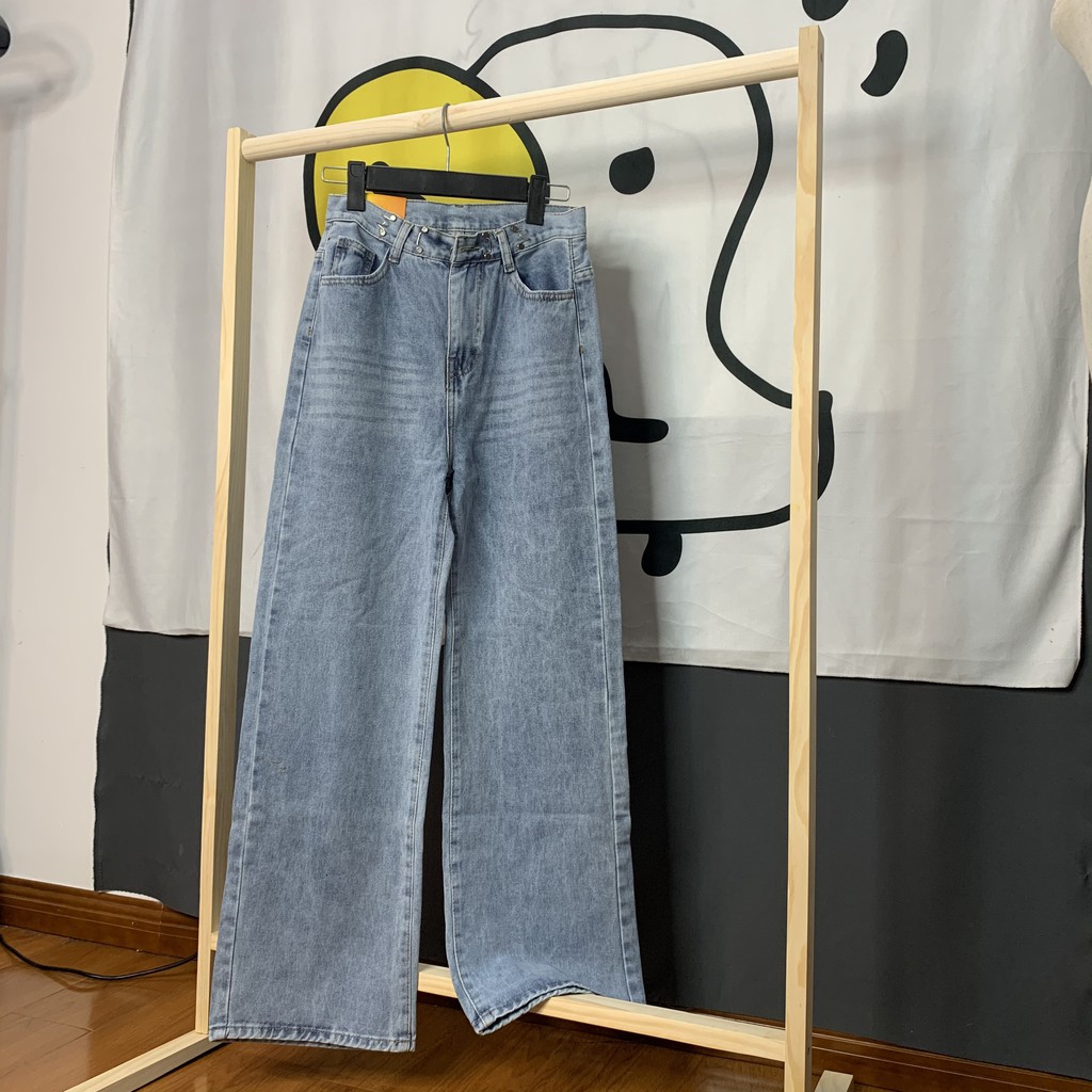 Quần Jean Ống Rộng GÀI EO Ulzzang Unisex mặc lên cực tôn dáng RÔ STORE QD07
