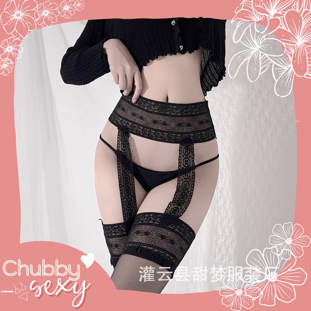 Quần Tất Kèm Đai Cosplay Sexy - Siêu Phẩm Quần Tất Ren Bí Ẩn Quyến Rũ Black Bunny - PK08 - Chubby.Sexy