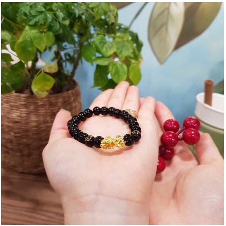 Vòng tay đen mix tỳ hưu phong thuỷ, chiêu tài hút lộc, độ bình an
