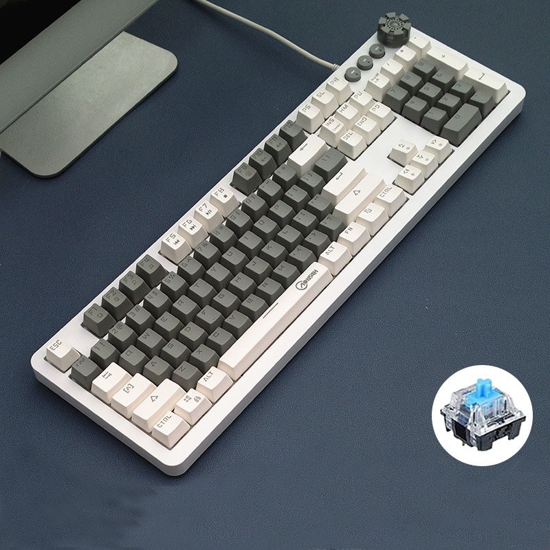 Bàn phím cơ Blue Switch AOYEAH K169 tích hợp nút vặn volume - hỗ trợ 12 chế độ led tùy chỉnh, Keycaps PBTT