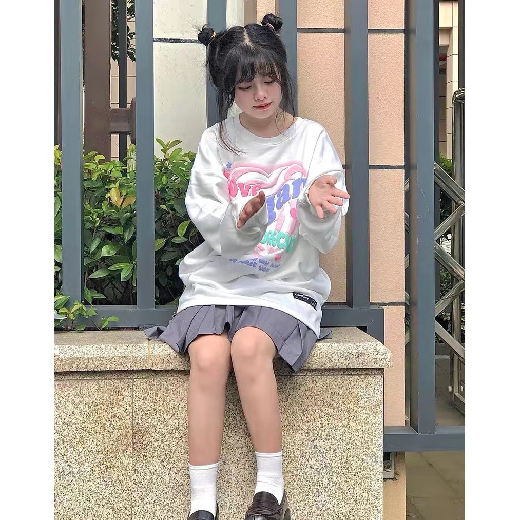 Áo sweater tay dài dáng rộng thời trang mùa thu phong cách Nhật Bản cho cặp đôi | BigBuy360 - bigbuy360.vn