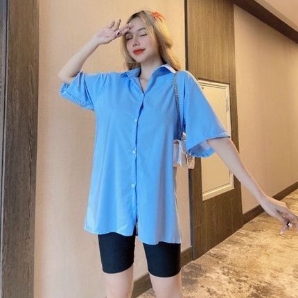 Áo sơ mi tay lỡ thêu hình sau lưng siêu cưng ❤ ALOHASHOP