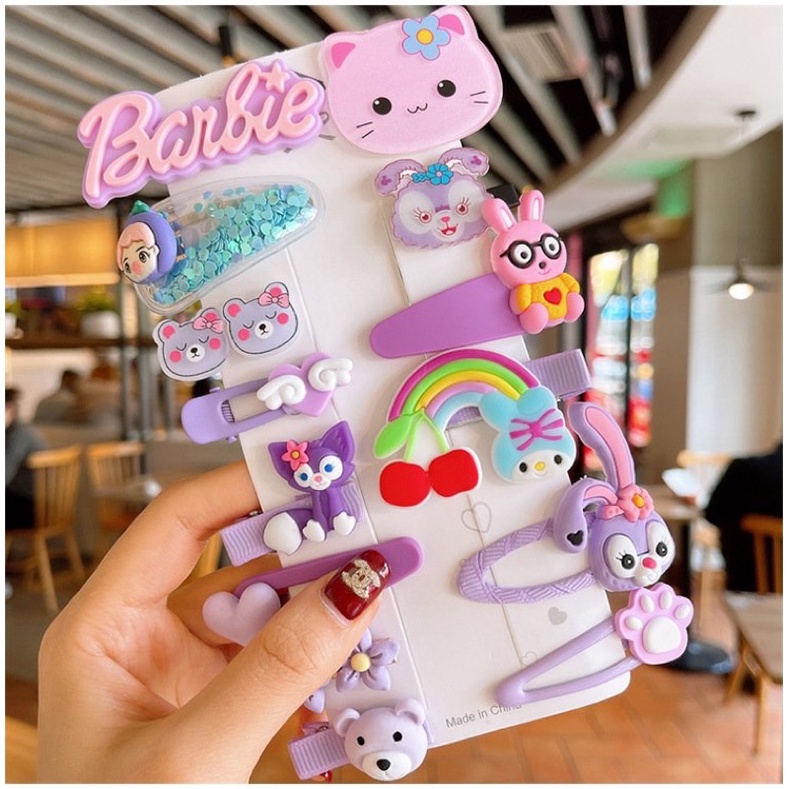 Vỉ 14 kẹp tóc sắc màu siêu yêu cho bé (giao ngấu nhiên)