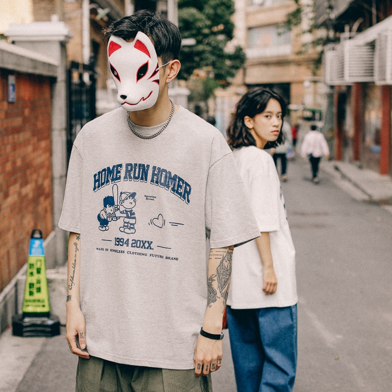 Áo thun ZHELIHANGFEI ngắn tay dáng rộng in chữ cá tính dễ phối đồ thời trang