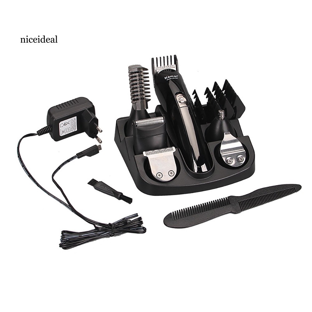 [TẶNG Dao Cạo Tóc ] Kemei 6 trong 1 Sạc điện Tông đơ cắt tóc Nose Hair Clipper Bộ máy cạo râu Nam