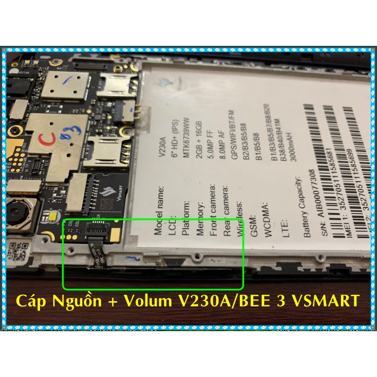 Cáp Nguồn +Volum V230A-BEE 3 VSMART
