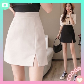 Chân váy ngắn chữ a xẻ tà phong cách công sở cooga, chân váy ngắn chữ a công sở xẻ tà trước cg027