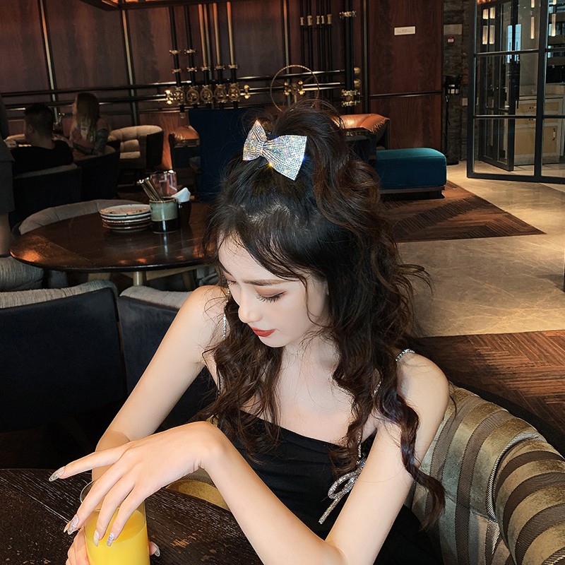 Cặp tóc nơ vuông đính đá lấp lánh ngọt ngào_M1115