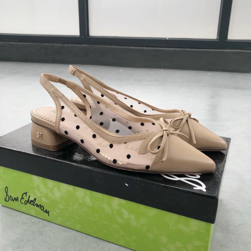 Giày cao gót nữ mặt lưới mũi nhọn có quai sau đế 4cm Sam Edelman