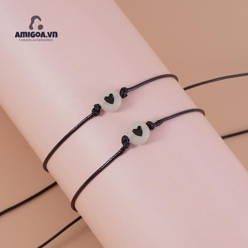 ✨✨Vòng Tay Dạ Quang Xỏ Hạt Tình Bạn May Mắn Đơn Giản Có Thể Điều Chỉnh Cho Cặp Đôi