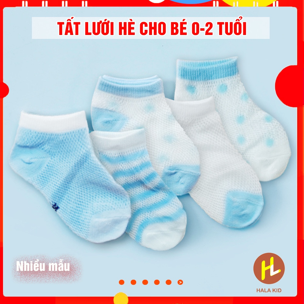 Set 5 đôi TẤT LƯỚI cotton xuất hàn mềm mịn , thoáng mát cho bé 0-2tuổi -QATE0019