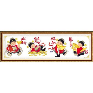 Tranh thêu chữ thập 4 Tiểu Thần Tài < YZ401 > chưa thêu