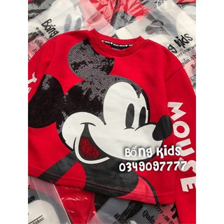 Áo Nỉ Bé Gái Mickey Sequin Đỏ PR