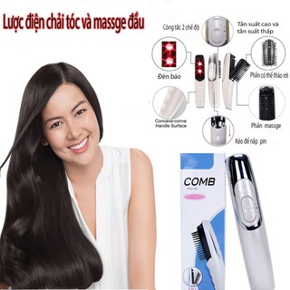 Lược điện chải tóc và massage da đầu. Giúp tóc không bị sơ rối, massage da đầu giảm căng thẳng, mệt mỏi