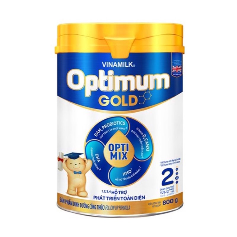 (Mẫu mới) Sữa bột Vinamilk Optimum Gold 2 - Hộp thiếc 800g