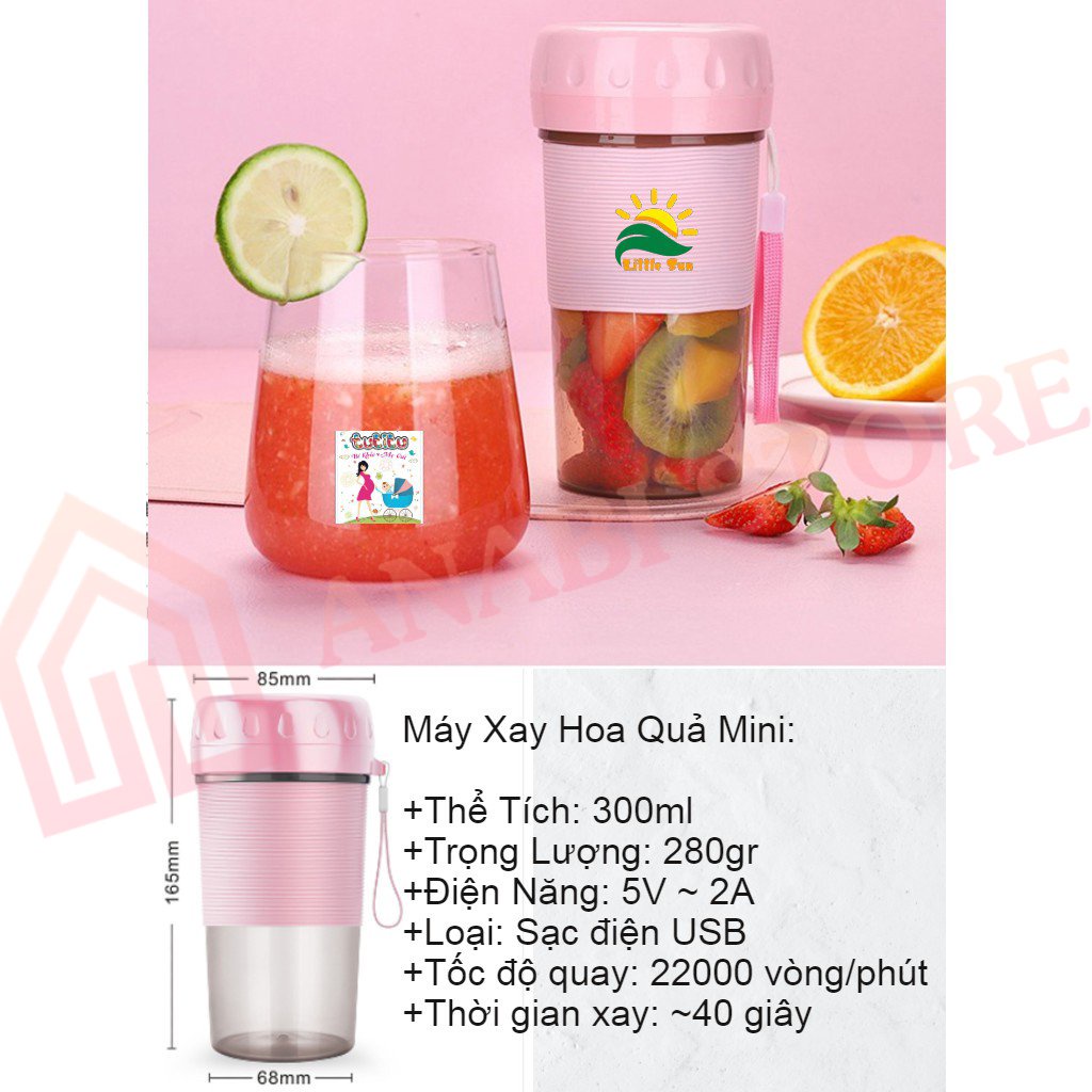 Máy Xay Sinh Tố 4 Lưỡi ANABI - Máy Xay Sinh Tố Cầm Tay Mini Tích Điện