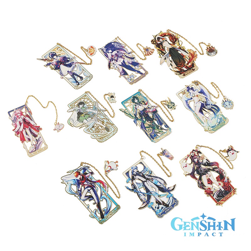Thẻ Đánh Dấu Sách Bằng Kim Loại Họa Tiết genshin