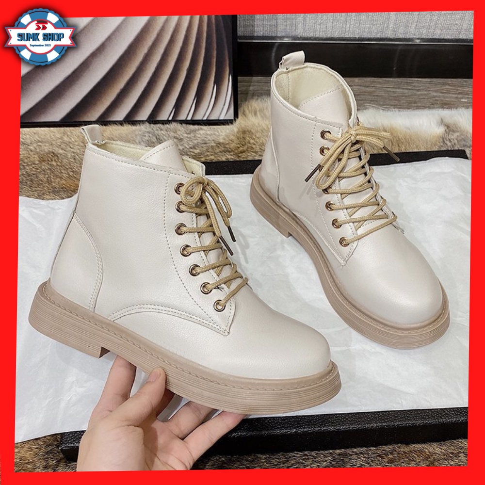 Boot nữ, giày boot nữ cổ thấp Hàn Quốc form dáng Ulzzang, bốt nữ đế bằng trẻ trung cá tính